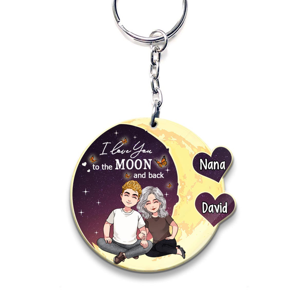 To The Moon And Back - Gift for mom, grandma - Personalized Keychain