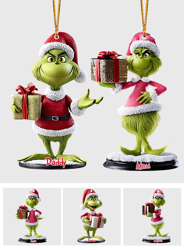 Green Monster With Gift - Personalized Stole Christmas Ornament