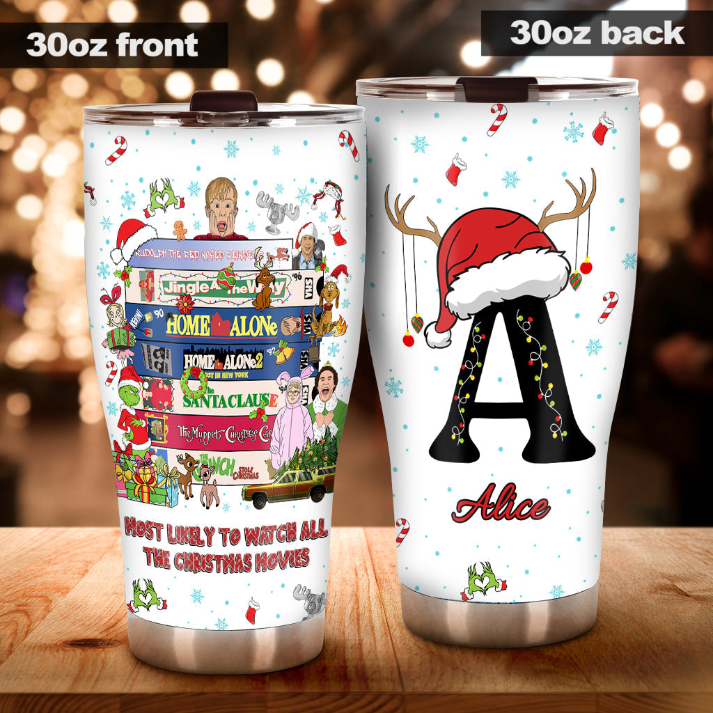 Most Likely To Watch All The Christmas Movies - Personalized Christmas Tumbler