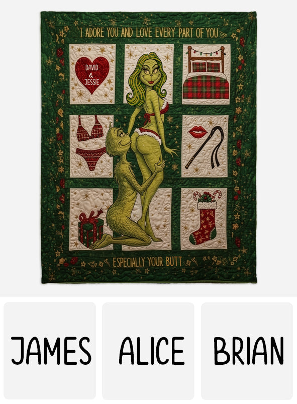 Naughty Green Love - Personalized Stole Christmas Blanket