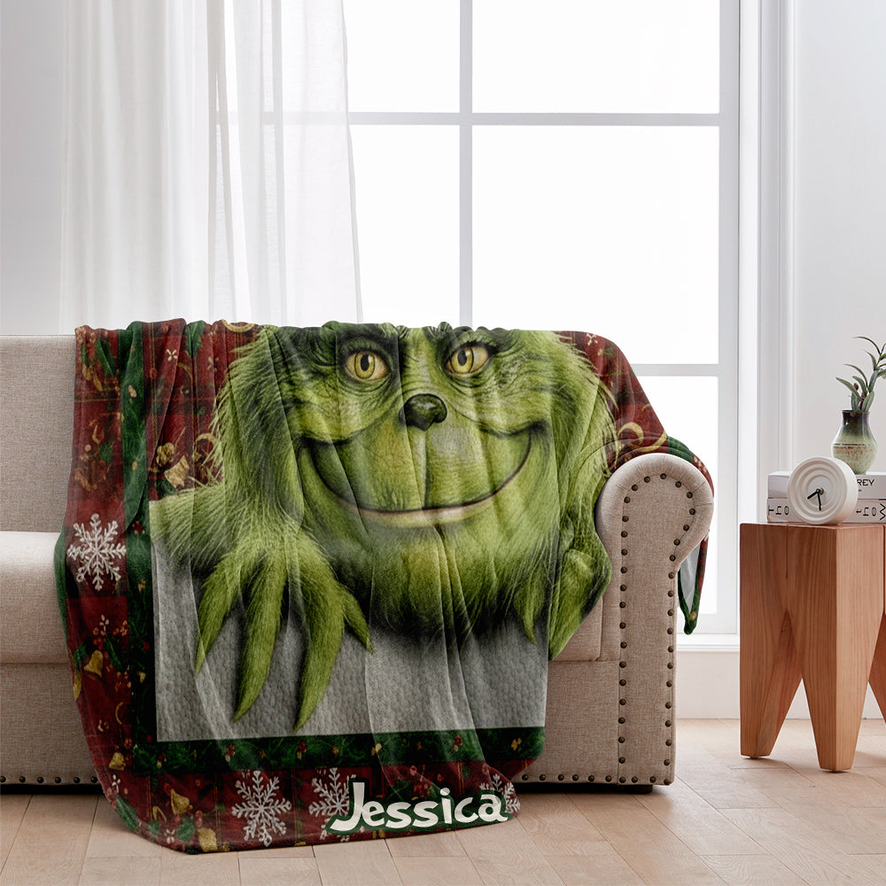 Any Name Merry Grinchmas - Personalized Stole Christmas Blanket