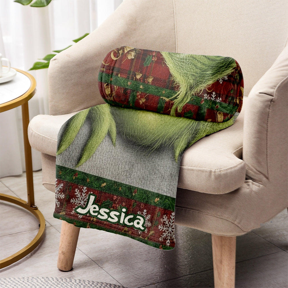 Any Name Merry Grinchmas - Personalized Stole Christmas Blanket