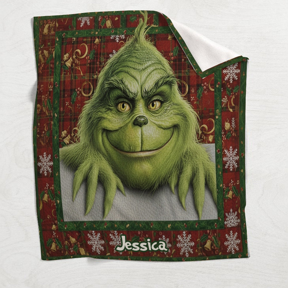 Any Name Merry Grinchmas - Personalized Stole Christmas Blanket