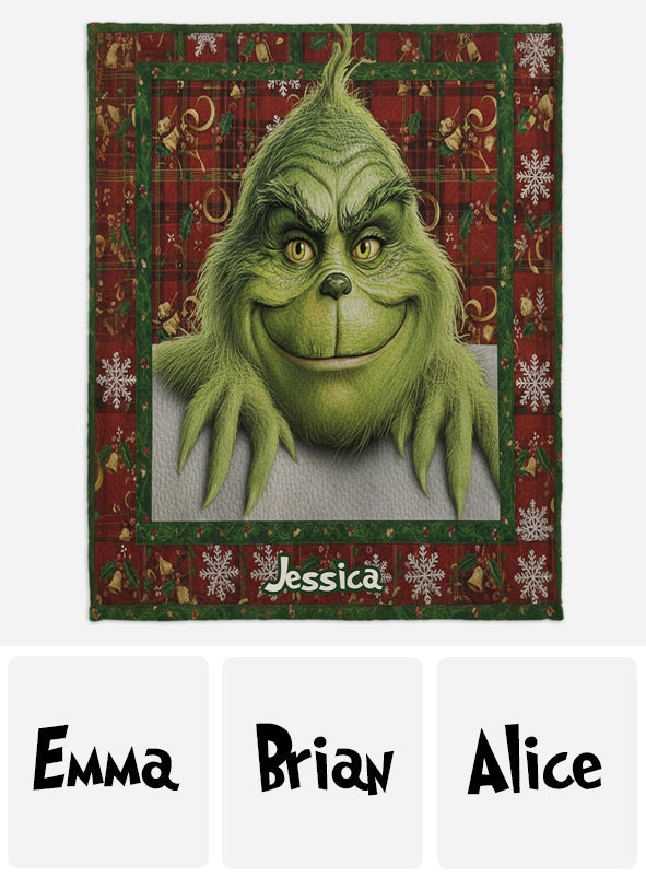 Any Name Merry Grinchmas - Personalized Stole Christmas Blanket