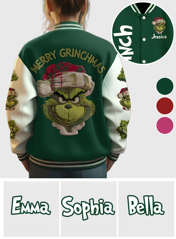 Merry Grinchmas - Personalized Stole Christmas Varsity Jacket