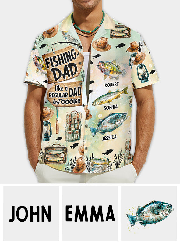 Papa pêcheur - Chemise hawaïenne de pêche personnalisée