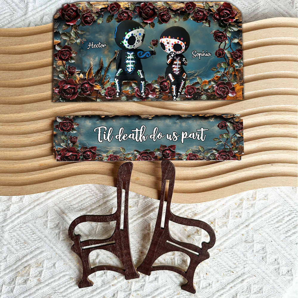Jusqu'à ce que la mort nous sépare - Banc en bois personnalisé en forme de crâne