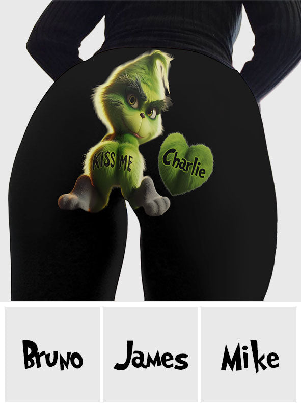 Kiss Me Monster - Personalized Stole Christmas Leggings