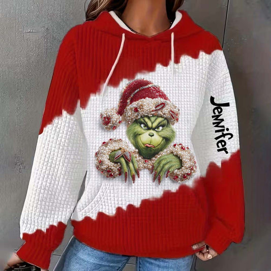 Stink Stank Stunk - Personalized Stole Christmas Waffle Hoodie