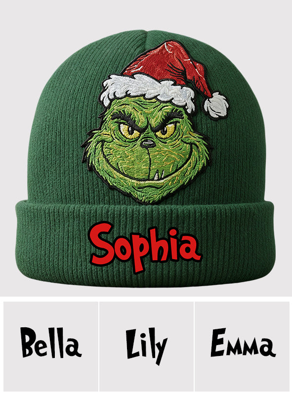 Merry Grinchmas - Personalized Stole Christmas Beanie Hat With Patches