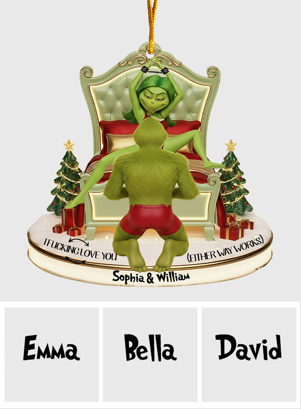 Ornement de Noël personnalisé « Green Monster Couple Christmas Movie »