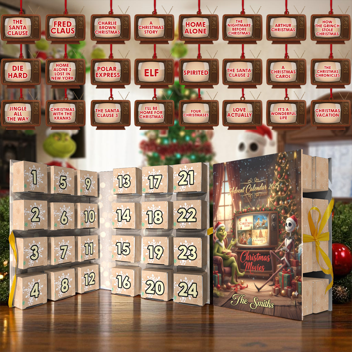 Christmas Movies - Personalized Stole Christmas Folded Advent Calendar With Ornaments