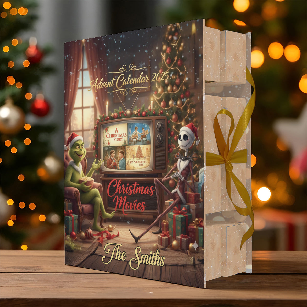 Christmas Movies - Personalized Stole Christmas Folded Advent Calendar With Ornaments