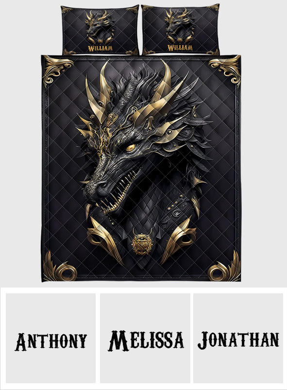 Ensemble de courtepointe personnalisé « J’adore les dragons »