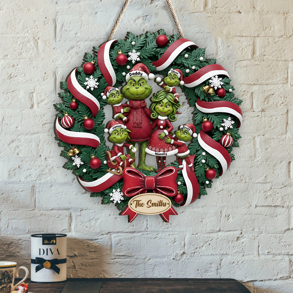 Funny Green Family - Personalized Stole Christmas Custom Shaped Wood Sign