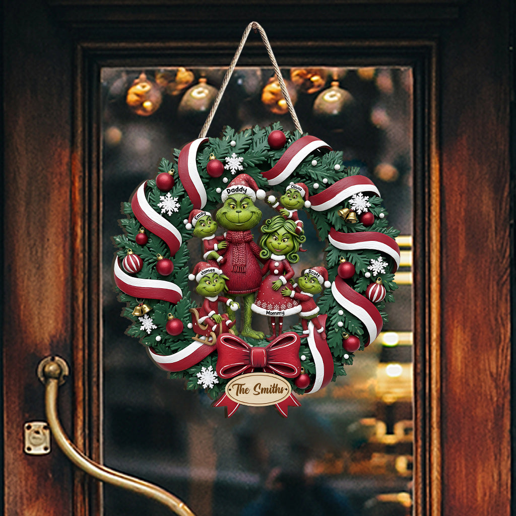 Funny Green Family - Personalized Stole Christmas Custom Shaped Wood Sign