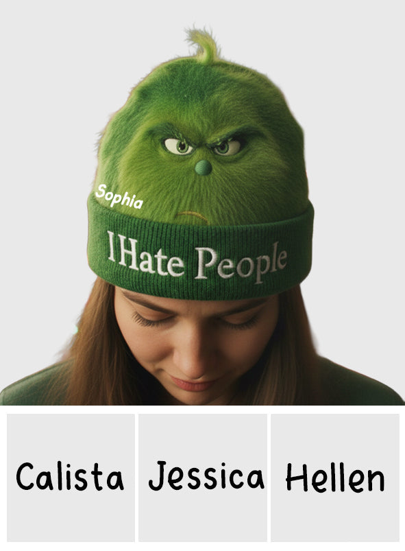 Je déteste les gens - Grinchmas - Bonnet de Noël personnalisé avec étole