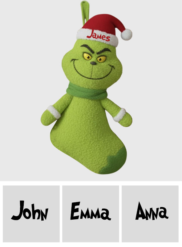 Merry Greenmas - Personalized Stole Christmas Shaped Christmas Stocking