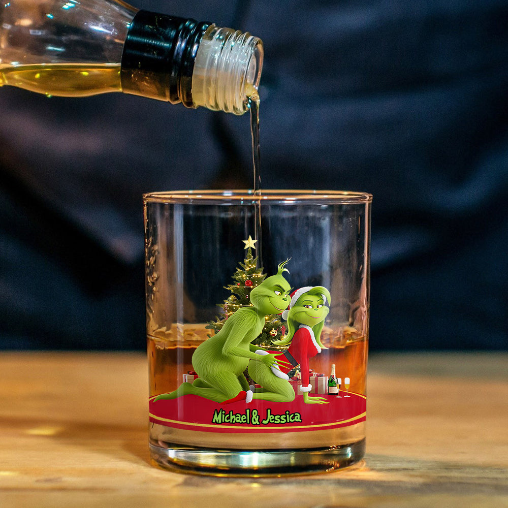 Couple Christmas - Grinchmas Gift - Personalized Stole Christmas Whiskey Glass