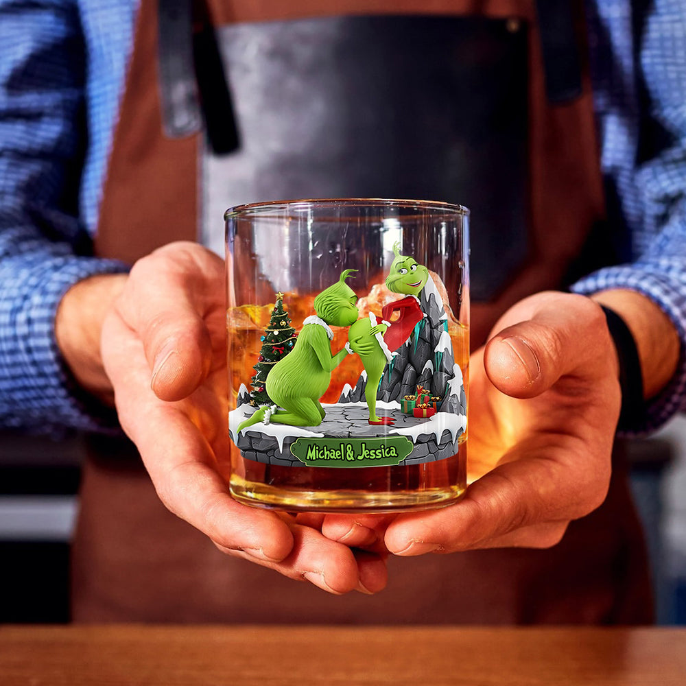 Couple Christmas - Grinchmas Gift - Personalized Stole Christmas Whiskey Glass