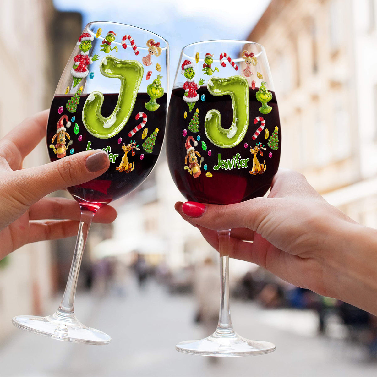 Merry Greenmas - Personalized Stole Christmas Wine Glass With Long Stem
