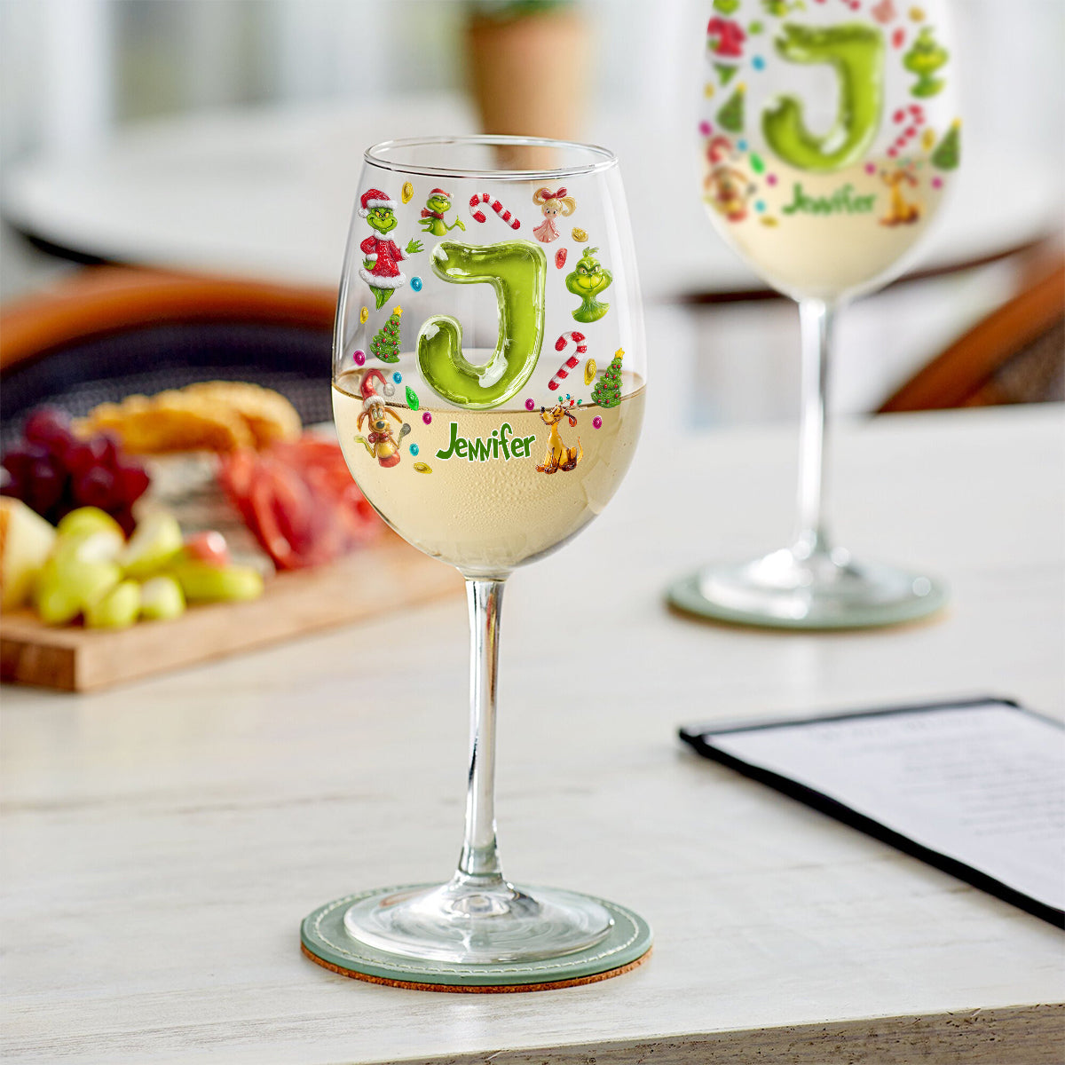 Merry Greenmas - Personalized Stole Christmas Wine Glass With Long Stem