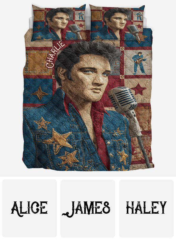 You Gonna Set Me On Fire - Personalized King of Rock and Roll Quilt Set