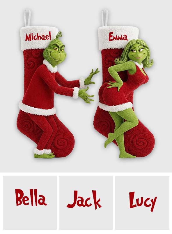 Playful Holiday - Personalized Couple Shaped Christmas Stocking