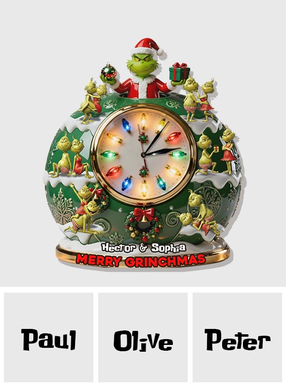 Merry Grinchmas - Personalized Stole Christmas LED Light Wall Clock