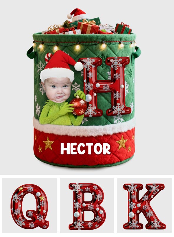 Joyeux Grinchmas - Panier de rangement personnalisé pour étole de Noël