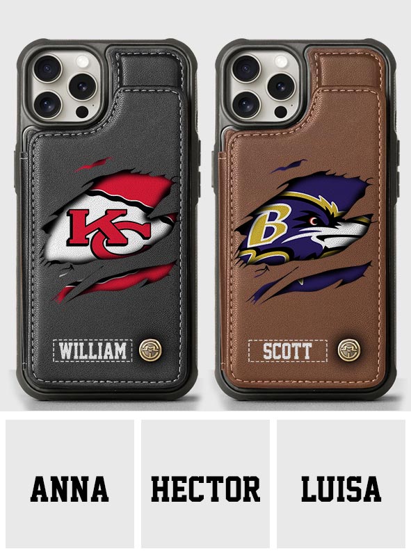 Passionné de football ? Étui portefeuille personnalisé pour téléphone, style football américain.