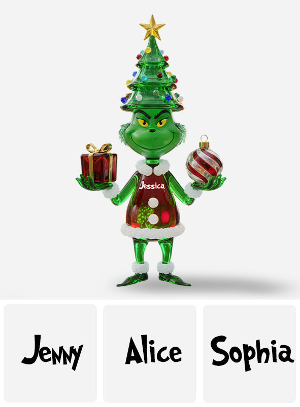 Green Monster - Étole de Noël personnalisée avec n'importe quel nom - Plaque acrylique sur mesure