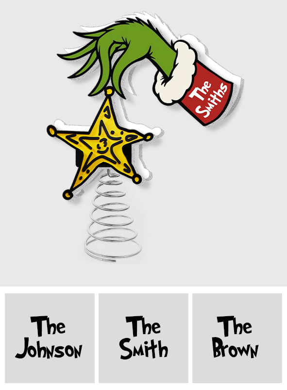 La malice verte a volé l'étoile jaune - Décoration de sapin de Noël lumineuse LED personnalisée « Étole »