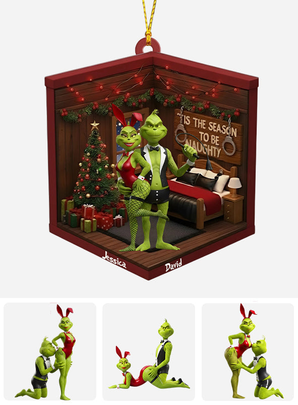 Naughty Green Couple - Personalized Stole Christmas Ornament