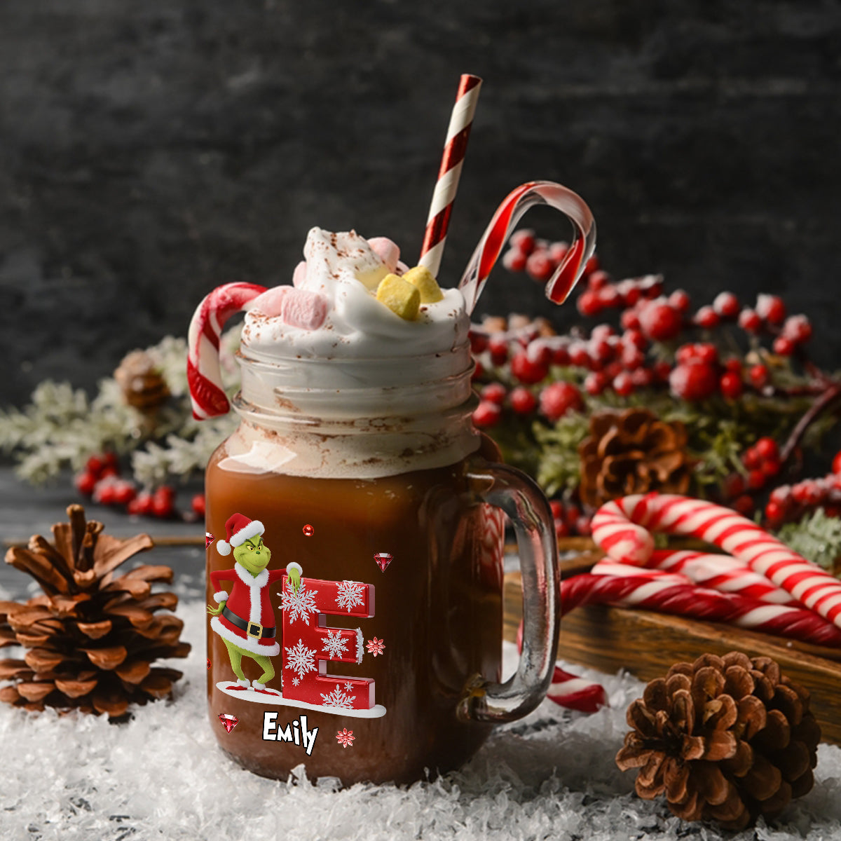 Funny Gift Most Likely To Initial Letter - Personalized Stole Christmas Mason Jar Cup