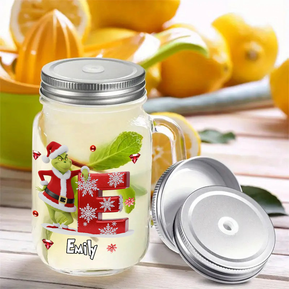 Funny Gift Most Likely To Initial Letter - Personalized Stole Christmas Mason Jar Cup
