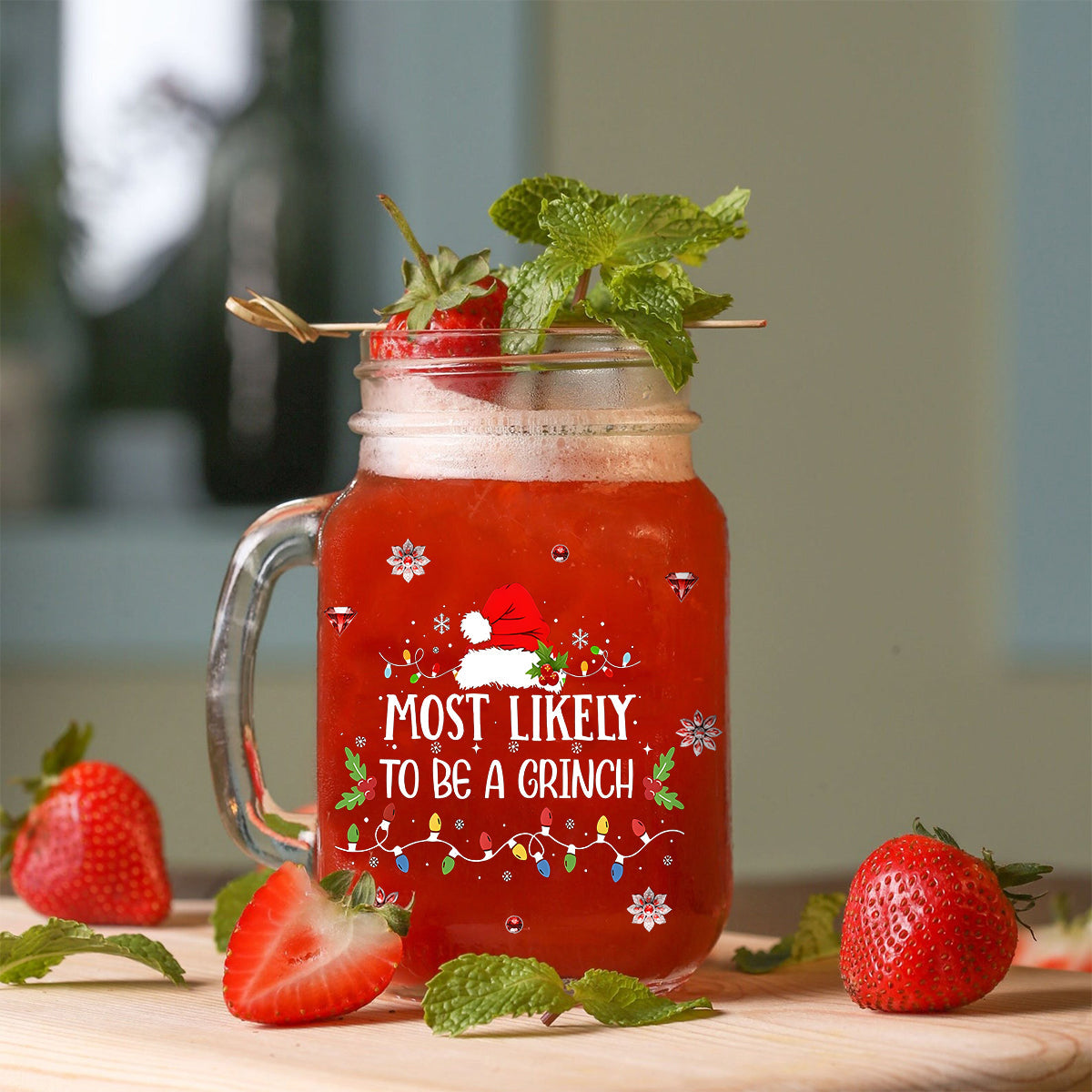 Funny Gift Most Likely To Initial Letter - Personalized Stole Christmas Mason Jar Cup