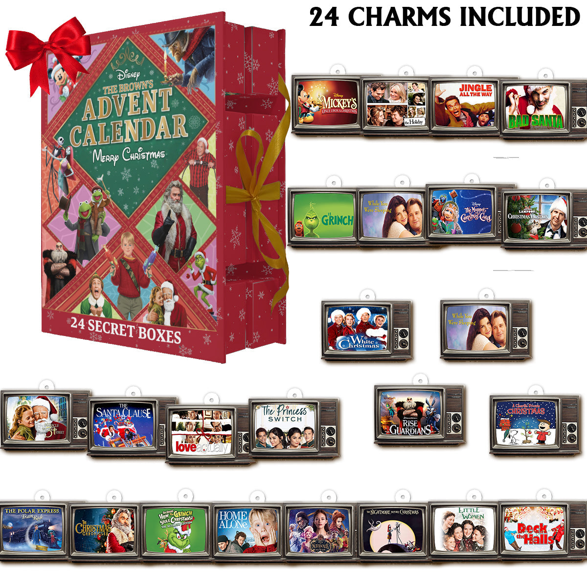 Christmas Movie Advent Calender - Personalized Christmas Folded Advent Calendar With Ornaments