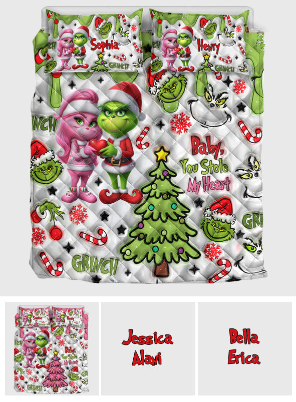 You Stole My Heart - Personalized Stole Christmas Quilt Set