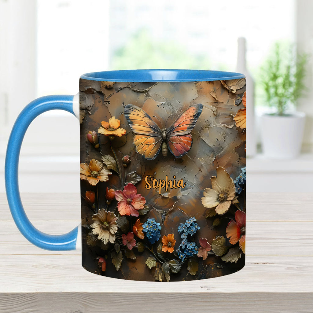 Mug personnalisé à motif papillon - Rose et papillon chics
