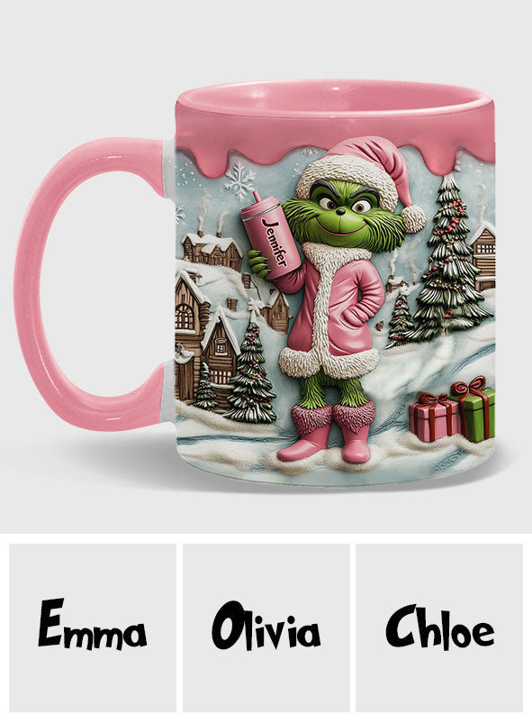 Grinchy Green Lady - Personalized Stole Christmas Accent Mug