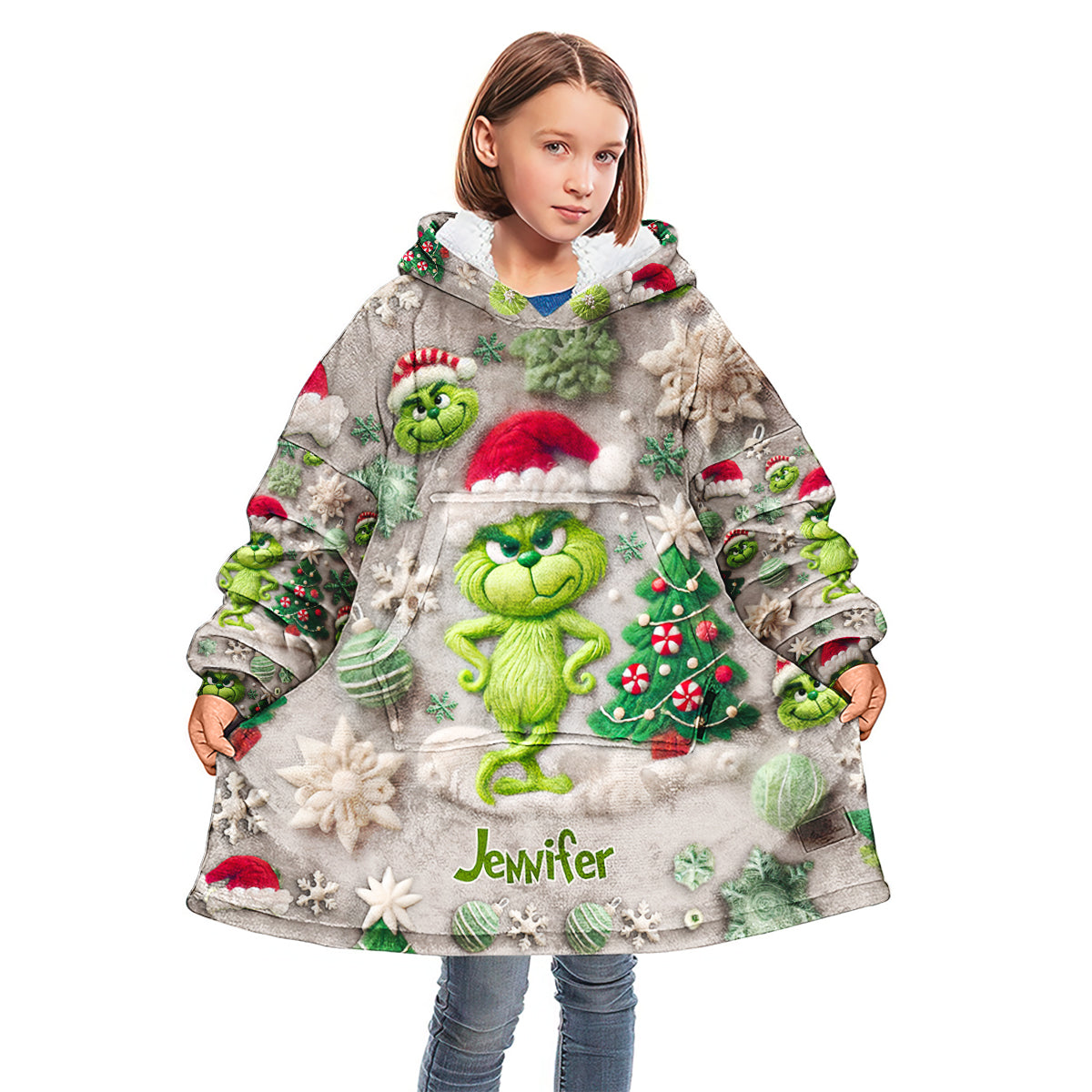 Merry Grinchmas - Personalized Stole Christmas Blanket Hoodie
