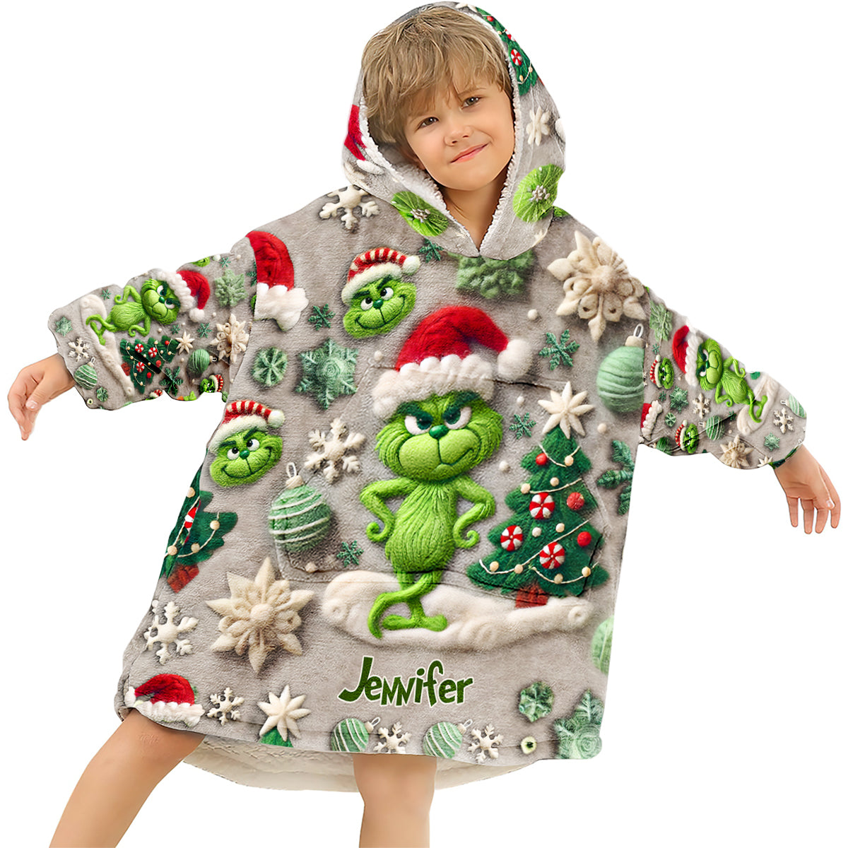 Merry Grinchmas - Personalized Stole Christmas Blanket Hoodie