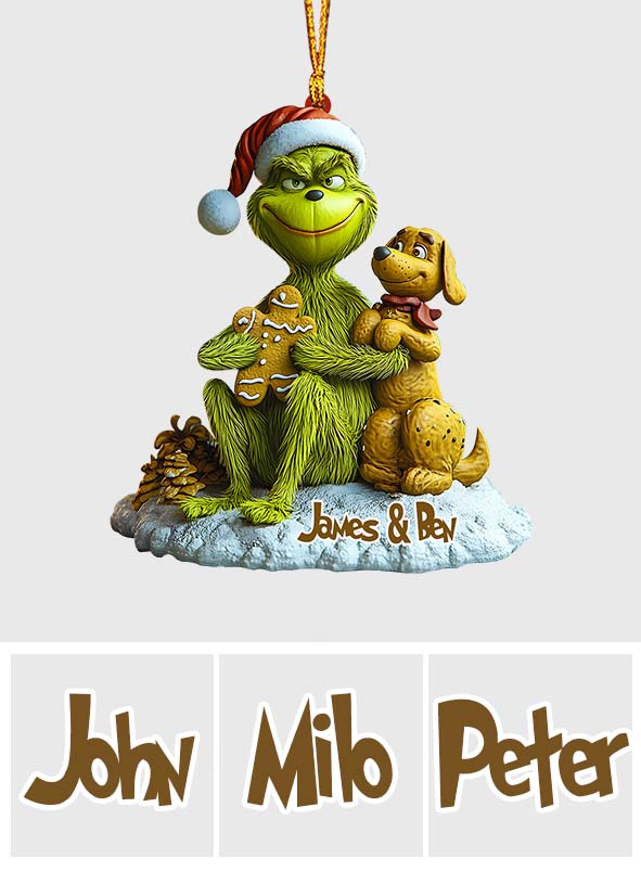 Green Monster aime les chiens - Ornement de Noël personnalisé en forme d'étole
