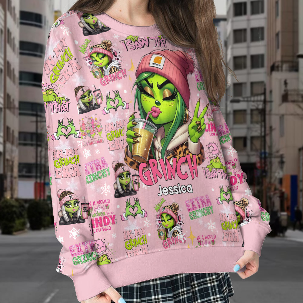 Pinky - Personalized Stole Christmas Split Hem Sweatshirt
