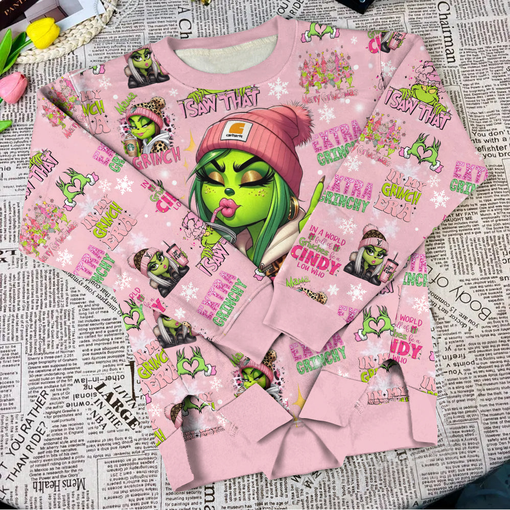 Pinky - Personalized Stole Christmas Split Hem Sweatshirt