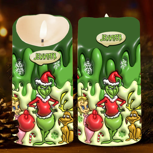 Merry Christmas - Personalized Stole Christmas Flameless Candle