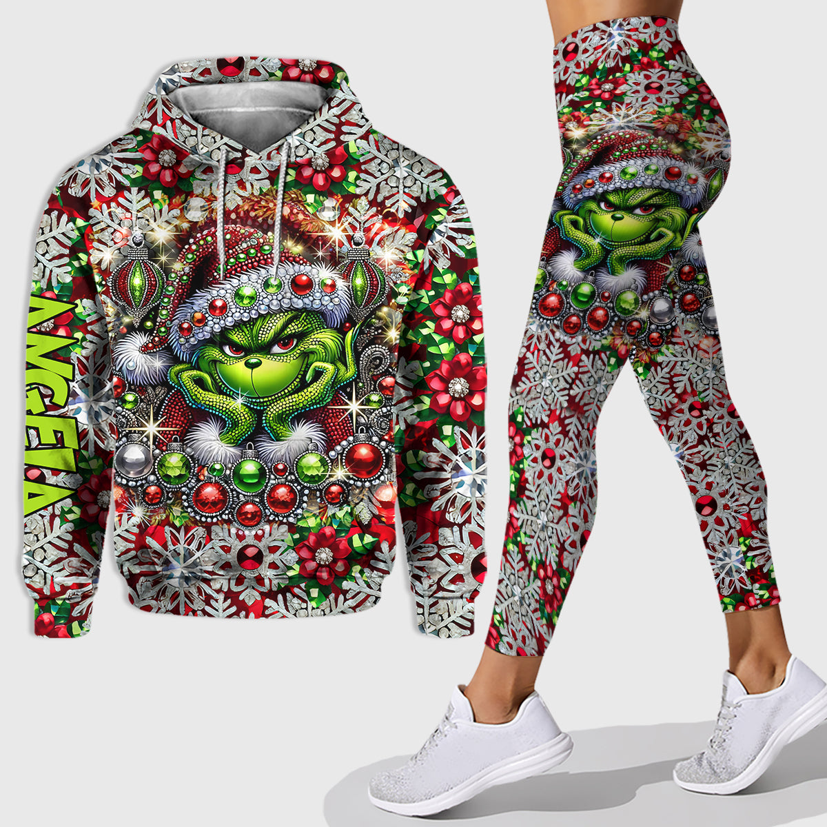 Joyeux Noël ! - Sweat à capuche et legging personnalisés avec étole de Noël