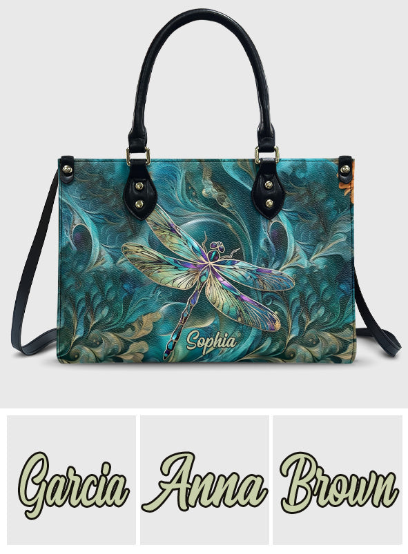 Magnifique libellule - Sac à main en cuir personnalisé avec motif libellule