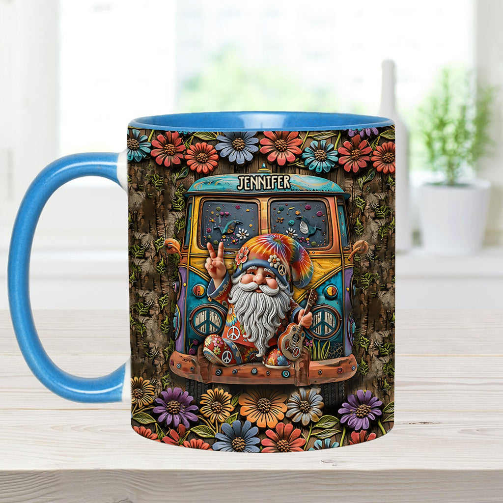 Mug personnalisé à l'effigie d'un gnome hippie pour les amoureux des hippies